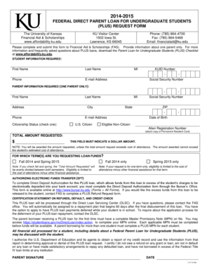 Federal Direct Parent PLUS Loan Request Form