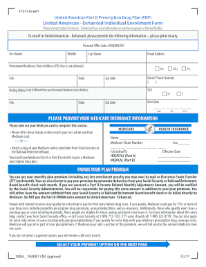United American Part D Prescription Drug Plan Enrollment Form
