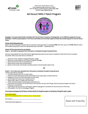 Girl Scout Family Patch Program Form
