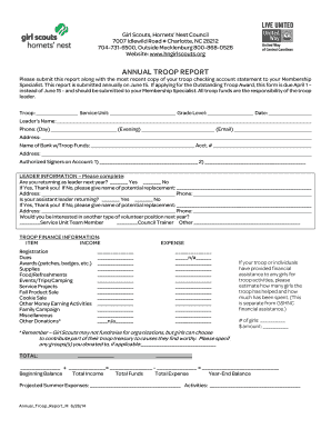 Girl Scouts Annual Troop Report