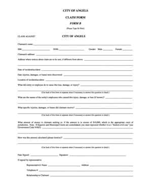City of Angels Claim Form