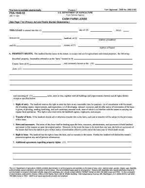 USDA Cash Farm Lease Form
