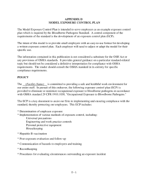 Model Exposure Control Plan