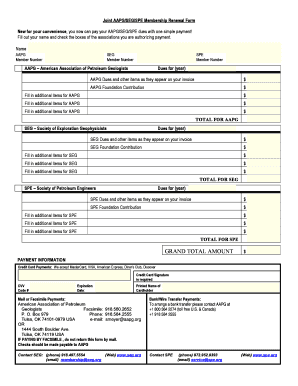 AAPG/SEG/SPE Membership Renewal Form
