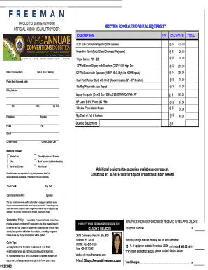 Freeman Audio Visual Equipment Rental Agreement