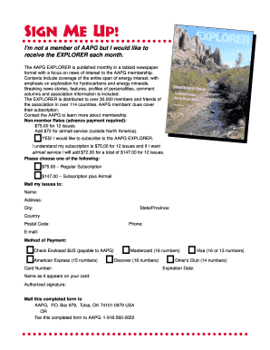 AAPG EXPLORER Subscription Form