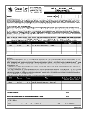 New Hampshire Community College Add/Drop Form