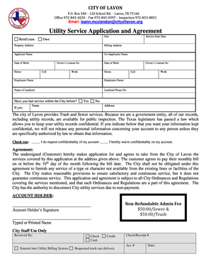 Utility Service Application and Agreement
