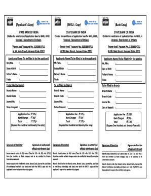 BHEL Artisan Recruitment Application Fee Challan