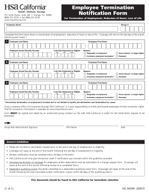 Employee Termination Notification Form