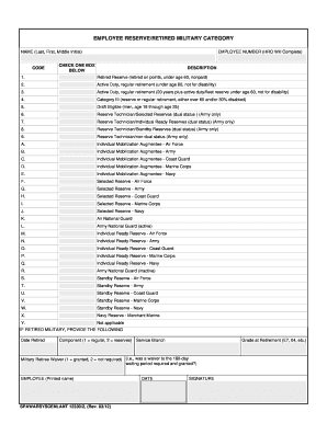 Military Service Category Form