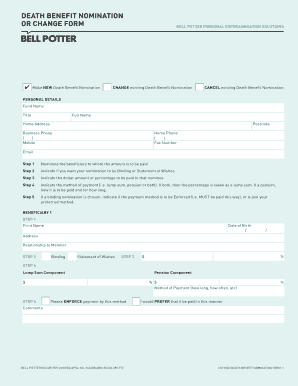 Death Benefit Nomination Form