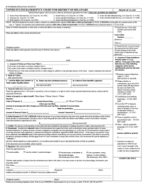 US Bankruptcy Proof of Claim Form