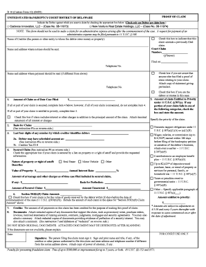 US Bankruptcy Proof of Claim Form