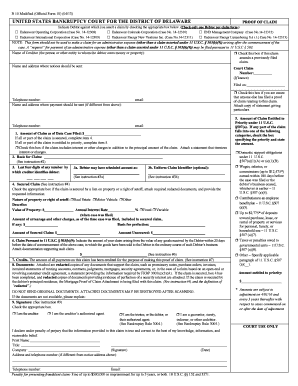 US Bankruptcy Proof of Claim Form