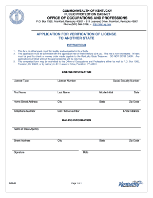 Kentucky License Verification Application