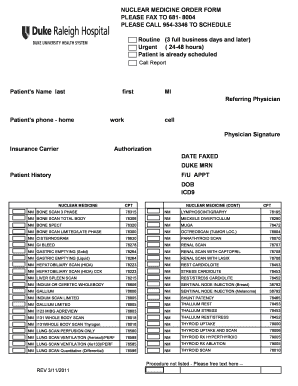 Nuclear Medicine Order Form