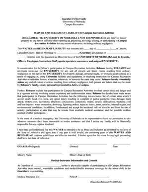 University of Nebraska Youth Activity Waiver