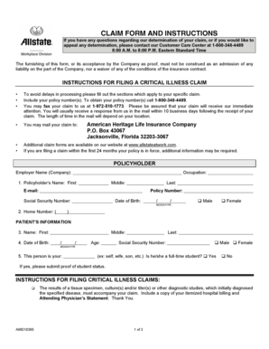 Critical Illness Claim Form