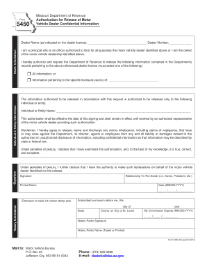 Missouri Motor Vehicle Dealer Confidential Information Release Form