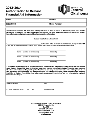 Authorization to Release Financial Aid Information