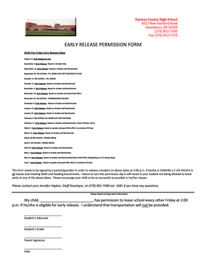 Early Release Permission Form