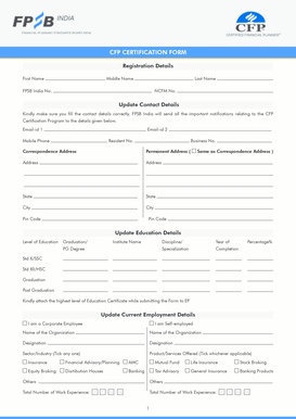 CFP Certification Registration Form