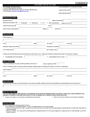 Customer Care Set-Up Form