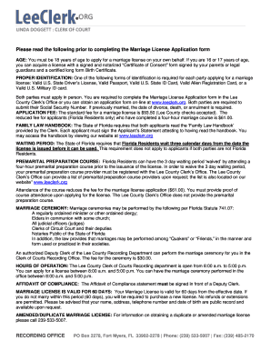 Florida Marriage License Application