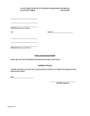 Florida Notice of Dismissal by Plaintiff