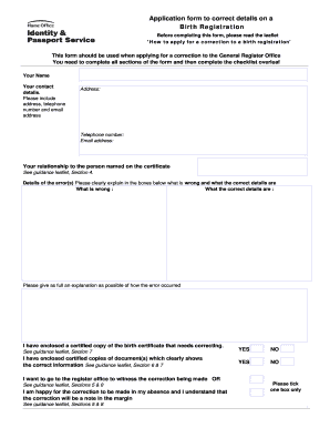 Birth Registration Correction Application