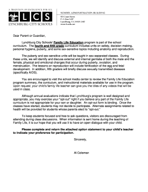 Family Life Education Opt-Out Form