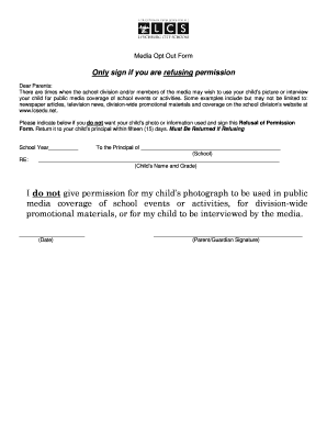 Media Opt Out Form