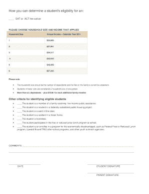 SAT or ACT Fee Waiver Eligibility Form