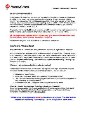 Compliance Monitoring Checklist