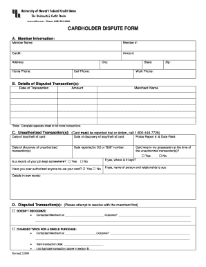 Cardholder Dispute Form