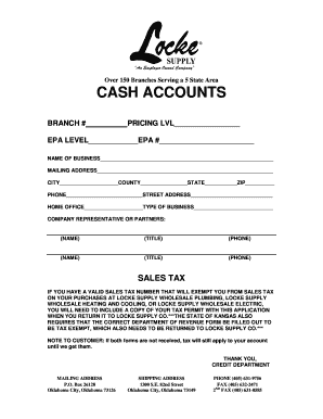 Locke Supply Wholesale Tax Exemption Application