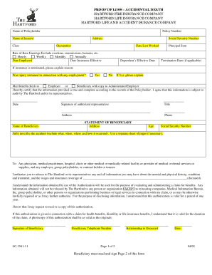 Proof of Loss - Accidental Death