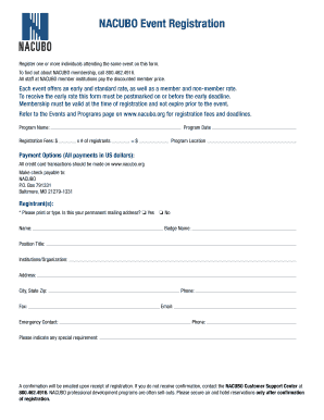 NACUBO Event Registration Form