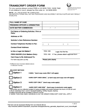 Transcript Order Form