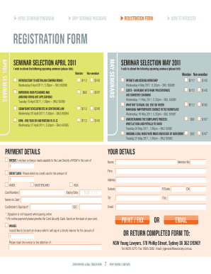 Australian Legal Seminar Registration Form