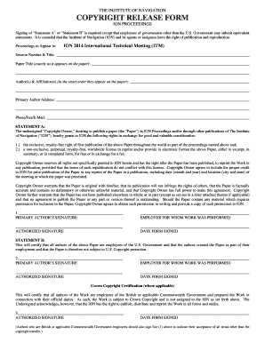 COPYRIGHT RELEASE FORM - The Institute of Navigation