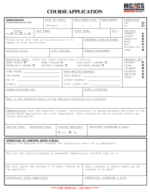 Course Application Form