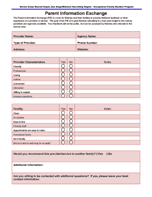 Marine Corps Exceptional Family Member Program Feedback Form