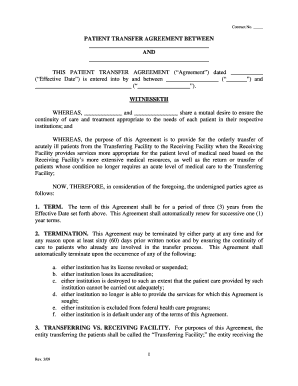 Patient Transfer Agreement