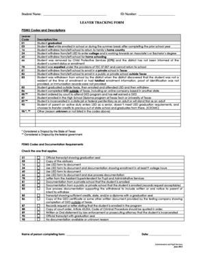 Leaver Tracking Form