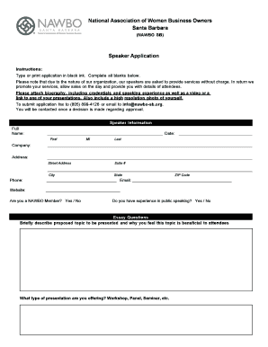 NAWBO SB Speaker Application