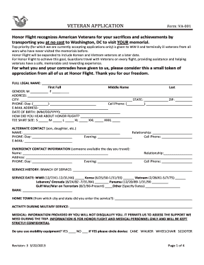 Veteran Application Form VA-001