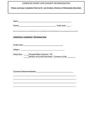 Elementary Report Card Comment Recommendation