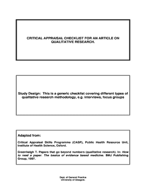 Critical Appraisal Checklist for Qualitative Research